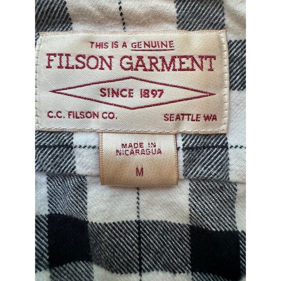 Filson‎ Alaskan Guide Heavy Flannel Shirt Top Cream & Black Plaid Women's small - Picture 6 of 8